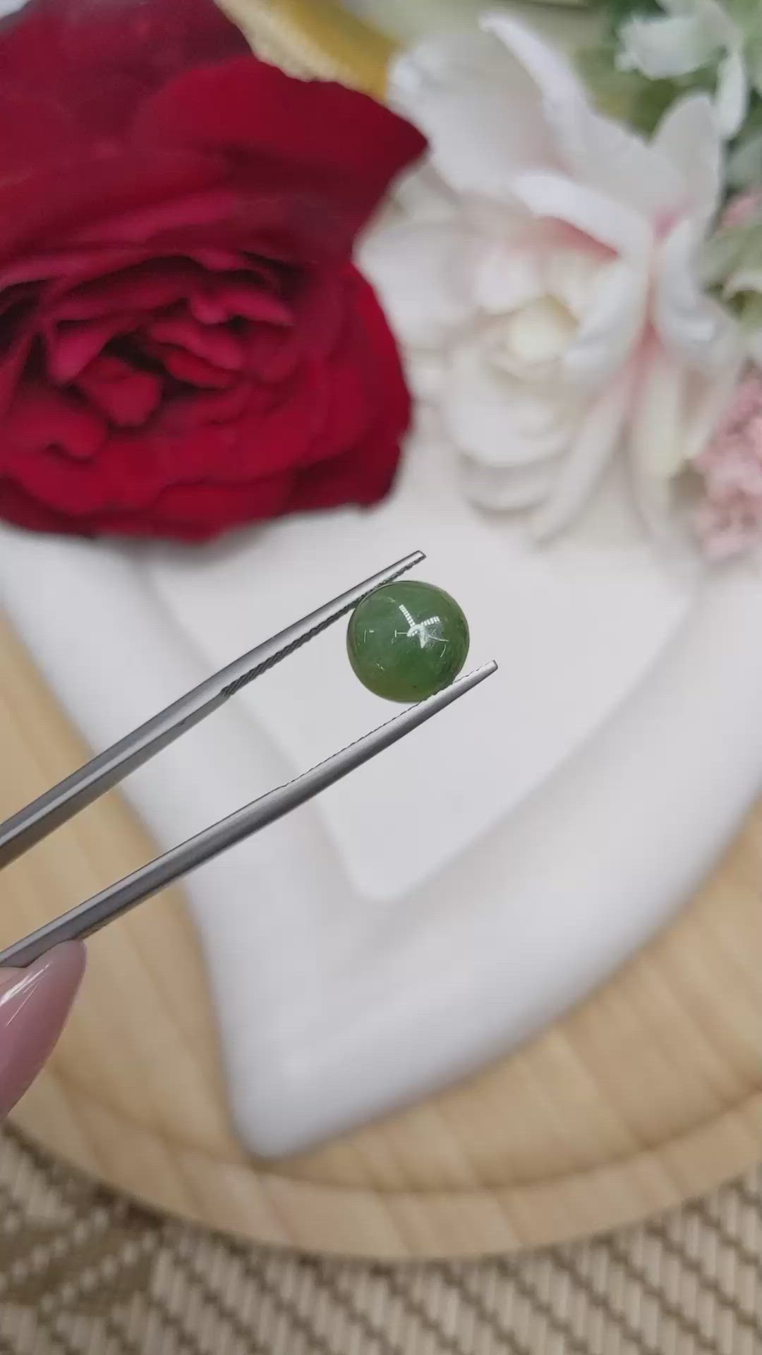 3.56 Ct. Green Cabochon Jade from Burma (Myanmar) Size Video