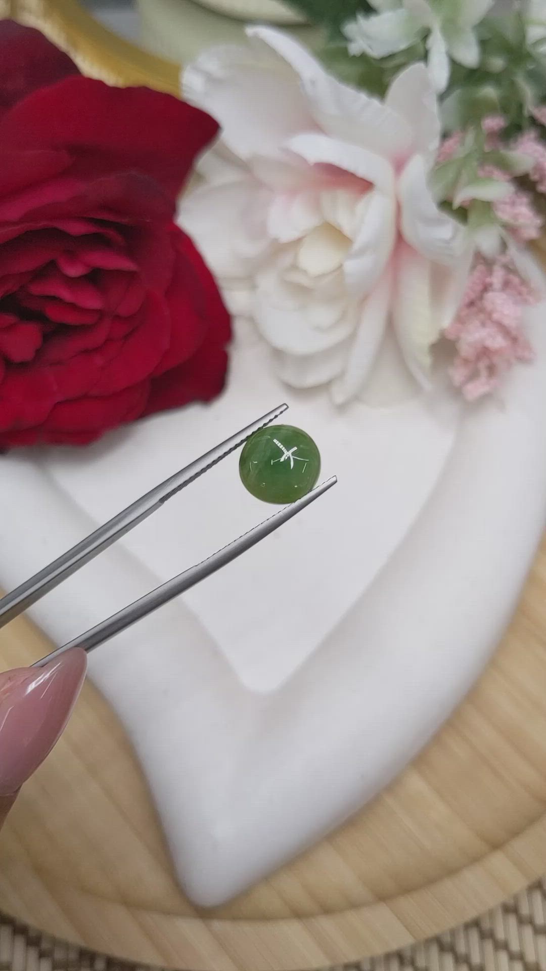 3.18 Ct. Green Cabochon Jade from Burma (Myanmar) Size Video