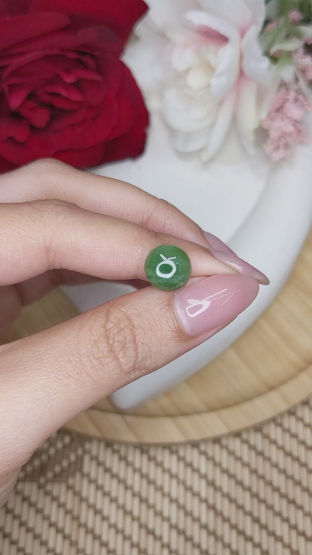 3.18 Ct. Green Cabochon Jade from Burma (Myanmar) Size Video