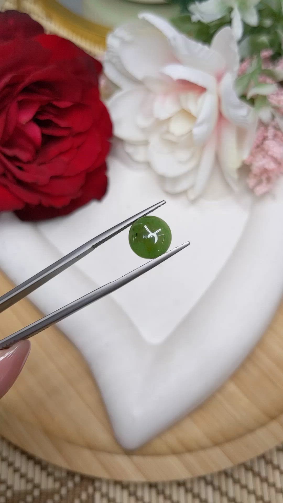 3.04 Ct. Green Cabochon Jade from Burma (Myanmar) Size Video