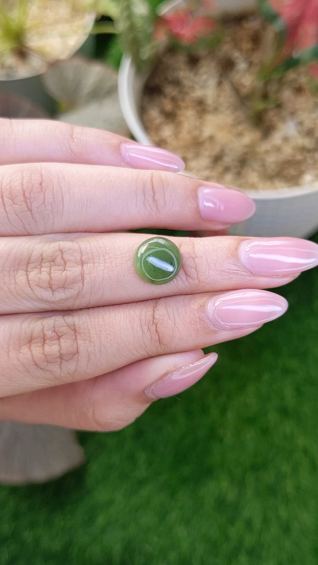 3.04 Ct. Green Cabochon Jade from Burma (Myanmar) Size Video