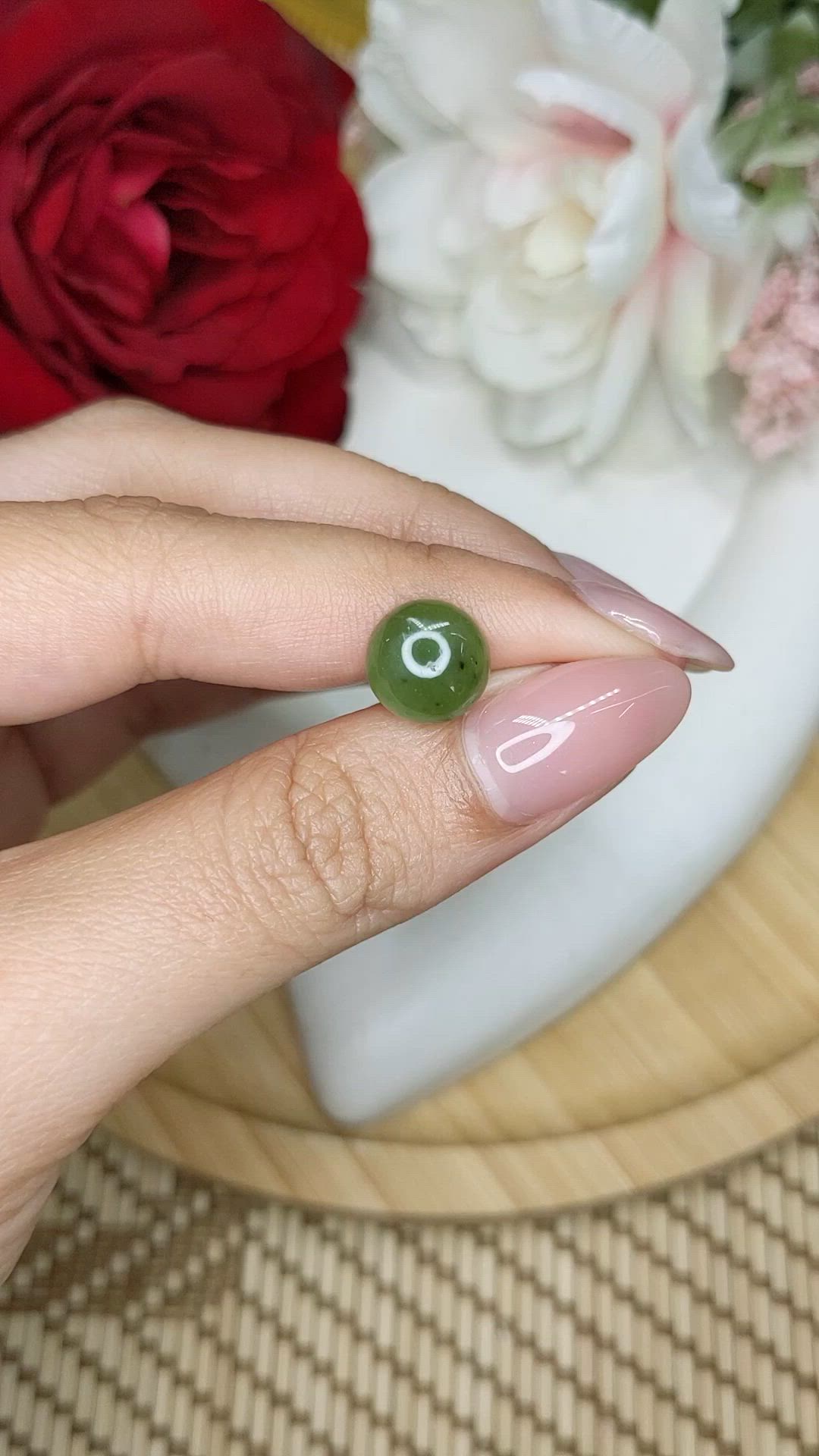 3.04 Ct. Green Cabochon Jade from Burma (Myanmar) Size Video