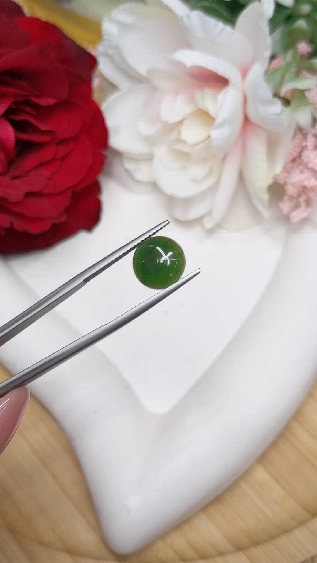 3.52 Ct. Green Cabochon Jade from Burma (Myanmar) Size Video