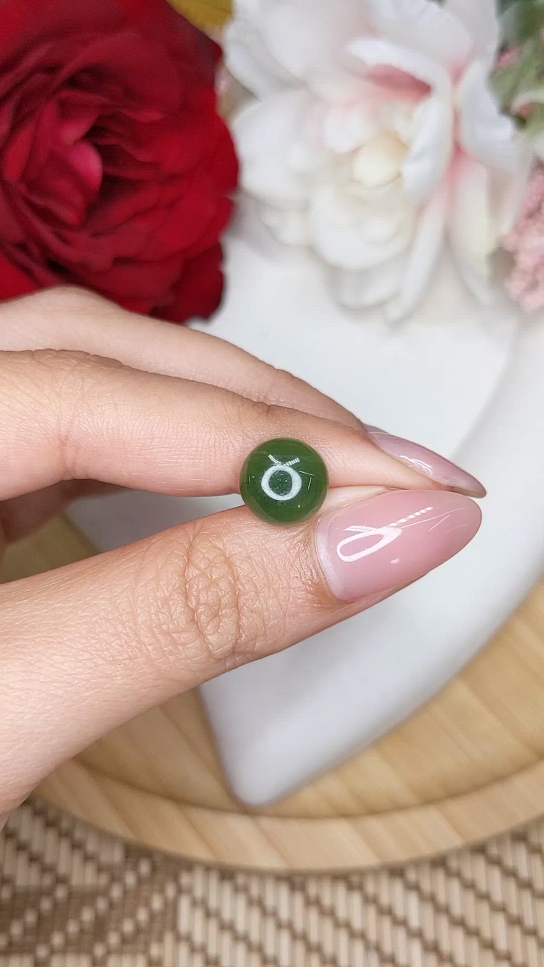 3.52 Ct. Green Cabochon Jade from Burma (Myanmar) Size Video