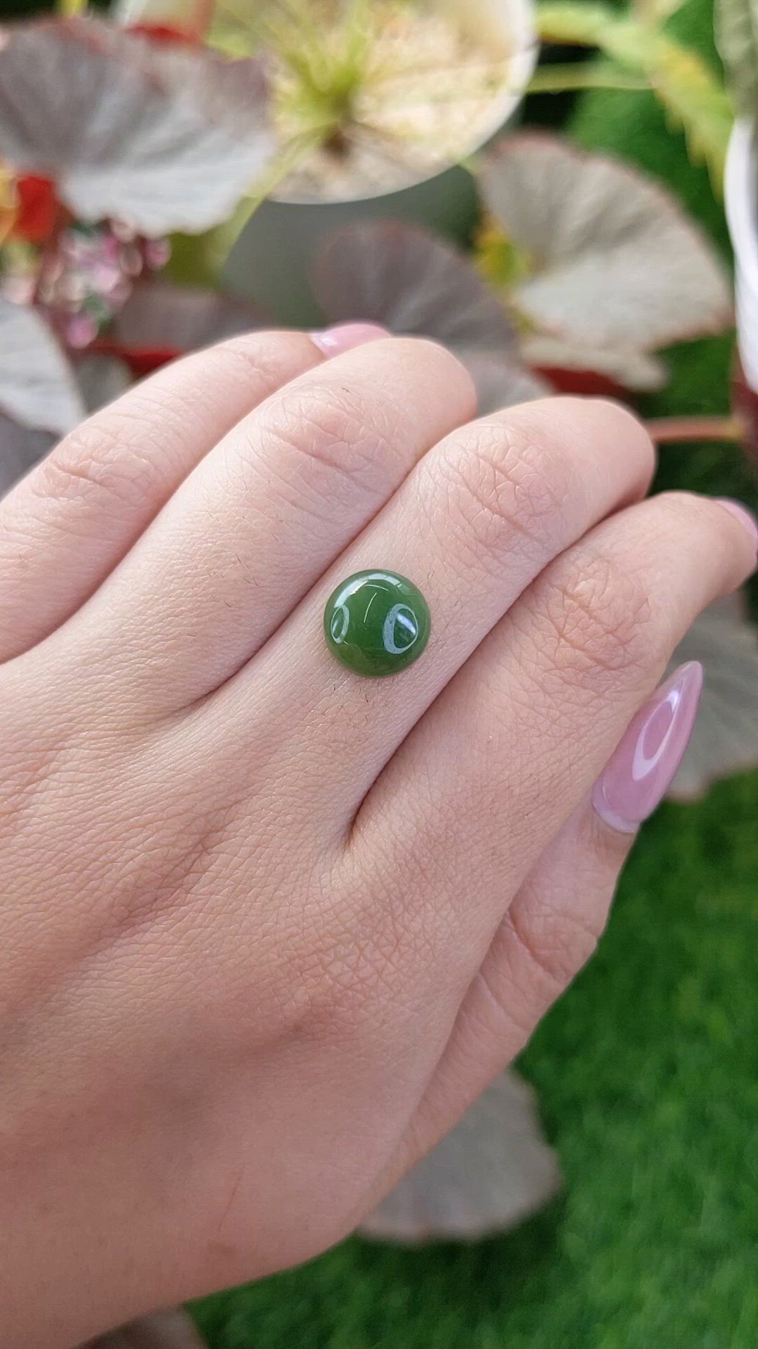 3.52 Ct. Green Cabochon Jade from Burma (Myanmar) Size Video