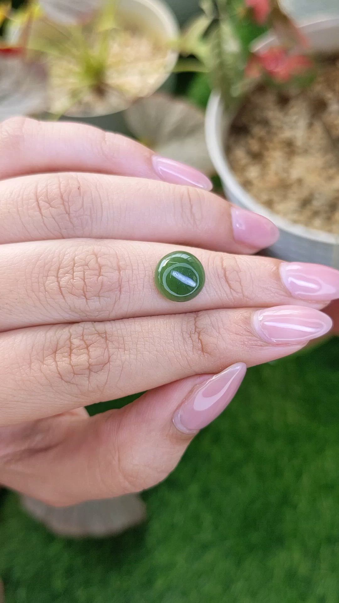 3.52 Ct. Green Cabochon Jade from Burma (Myanmar) Size Video