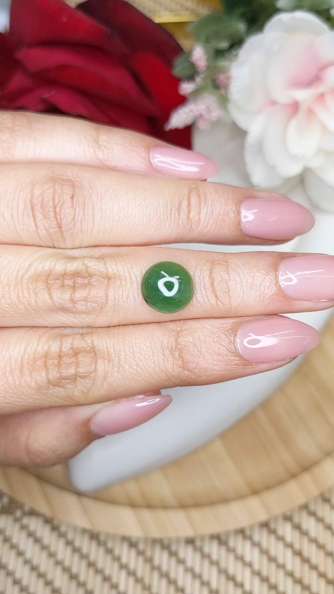 2.98 Ct. Green Cabochon Jade from Burma (Myanmar) Size Video