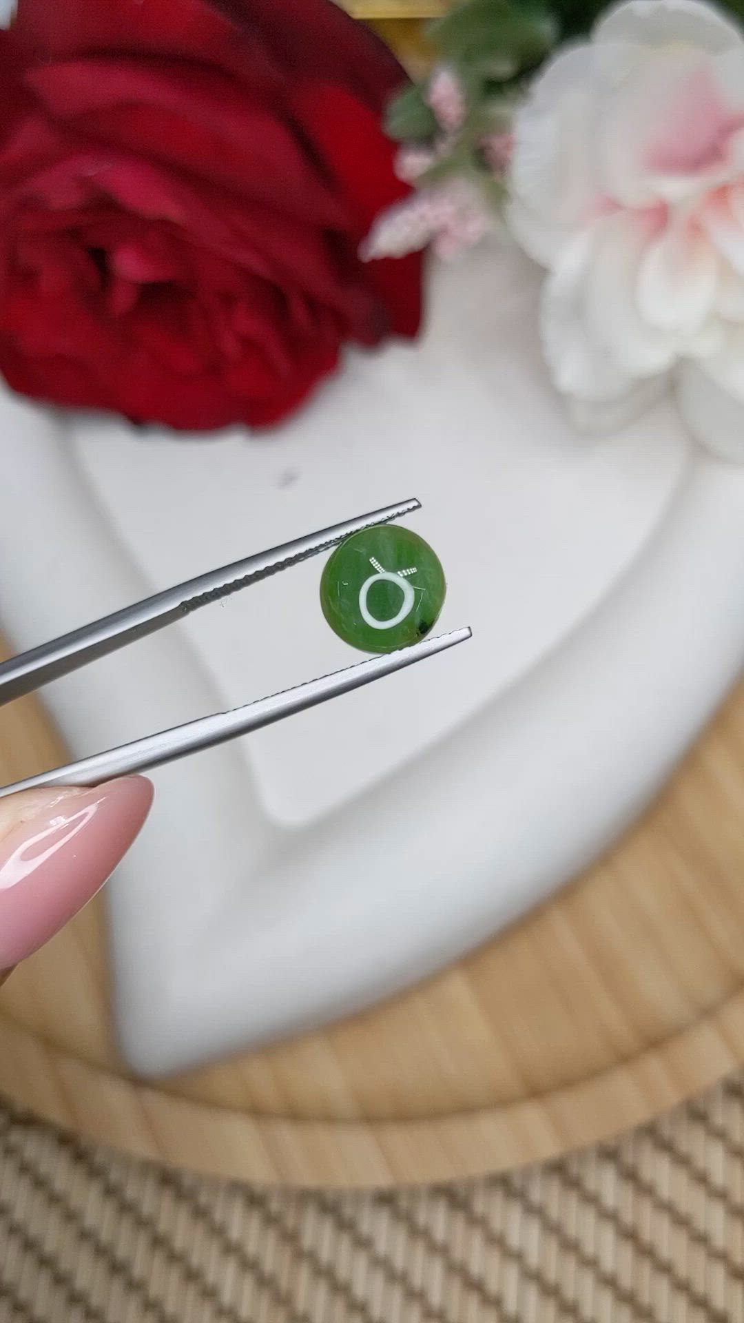 2.98 Ct. Green Cabochon Jade from Burma (Myanmar) Size Video