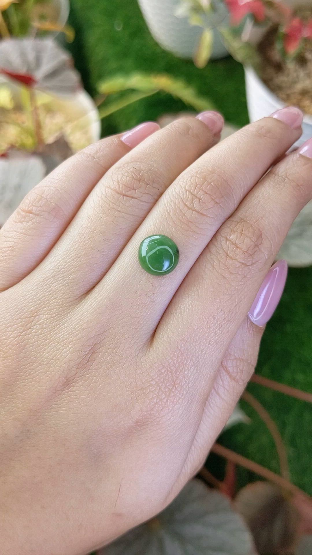 2.98 Ct. Green Cabochon Jade from Burma (Myanmar) Size Video