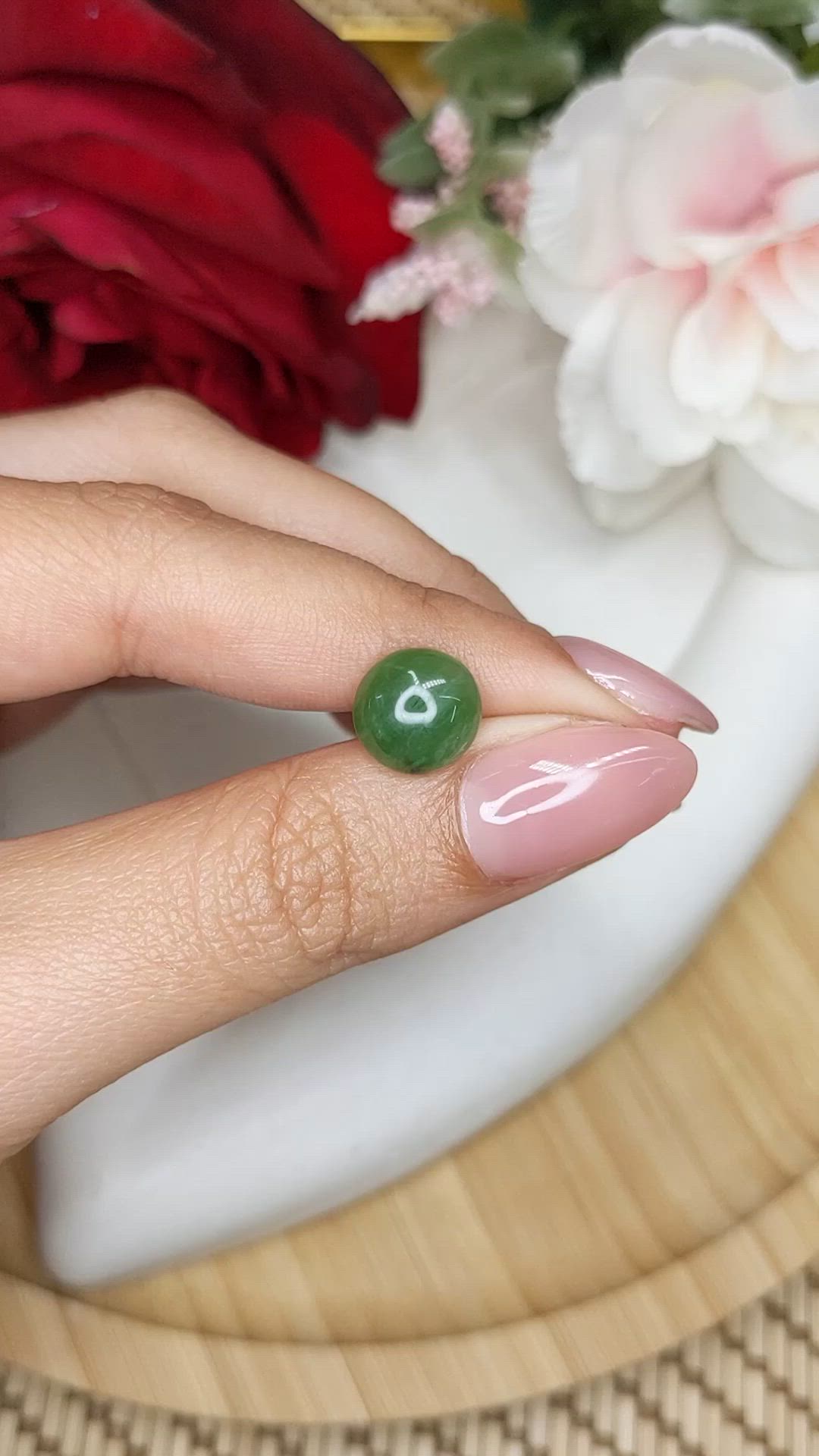 2.98 Ct. Green Cabochon Jade from Burma (Myanmar) Size Video