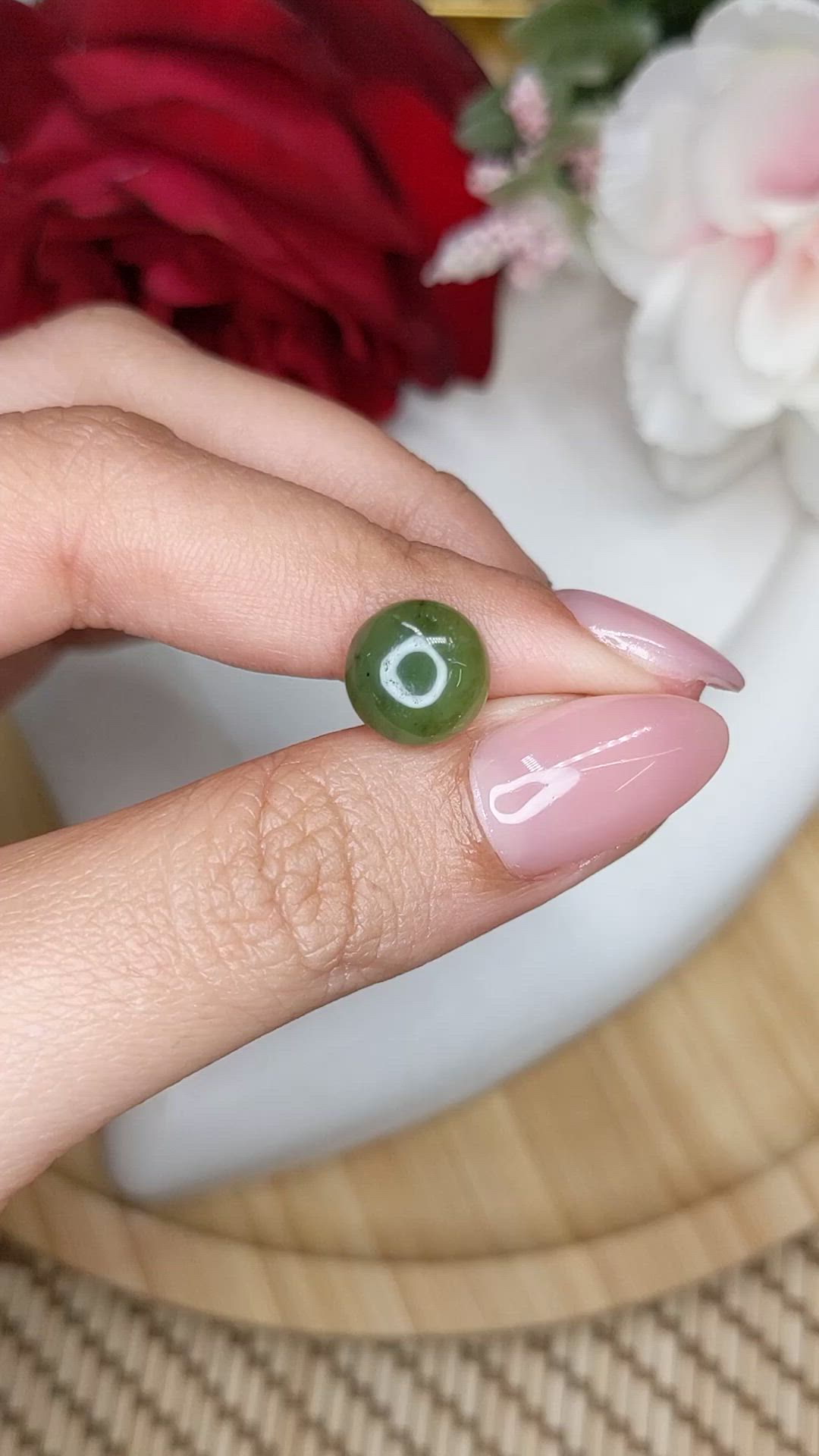 2.89 Ct. Green Cabochon Jade from Burma (Myanmar) Size Video