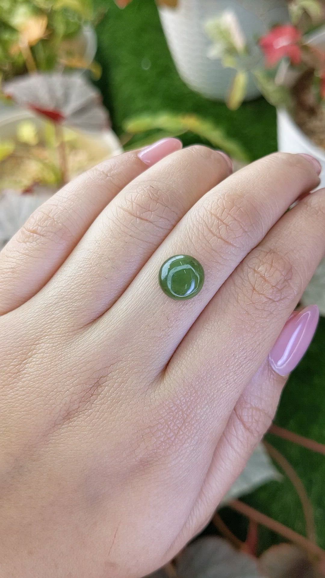 2.89 Ct. Green Cabochon Jade from Burma (Myanmar) Size Video