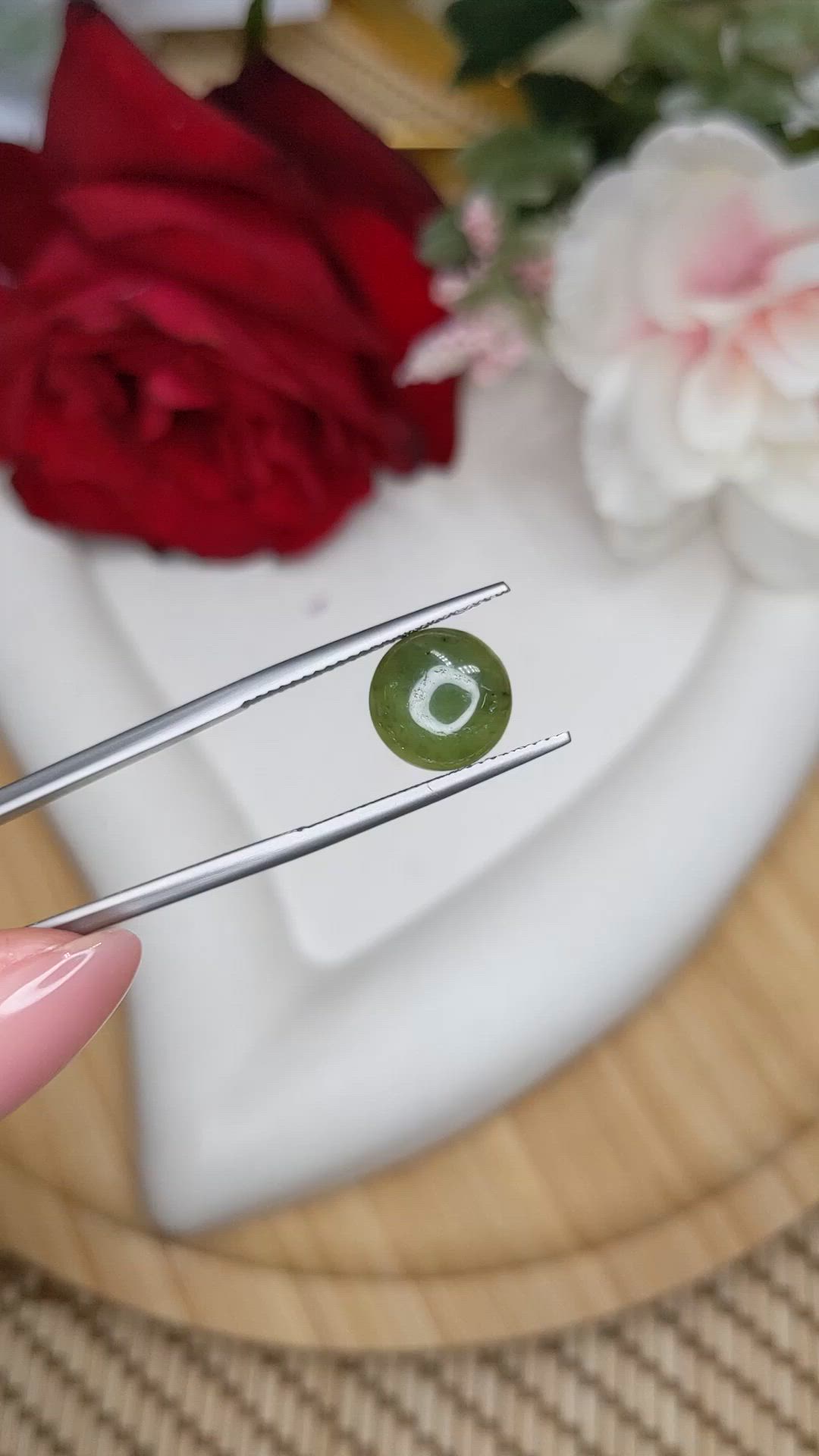 2.89 Ct. Green Cabochon Jade from Burma (Myanmar) Size Video