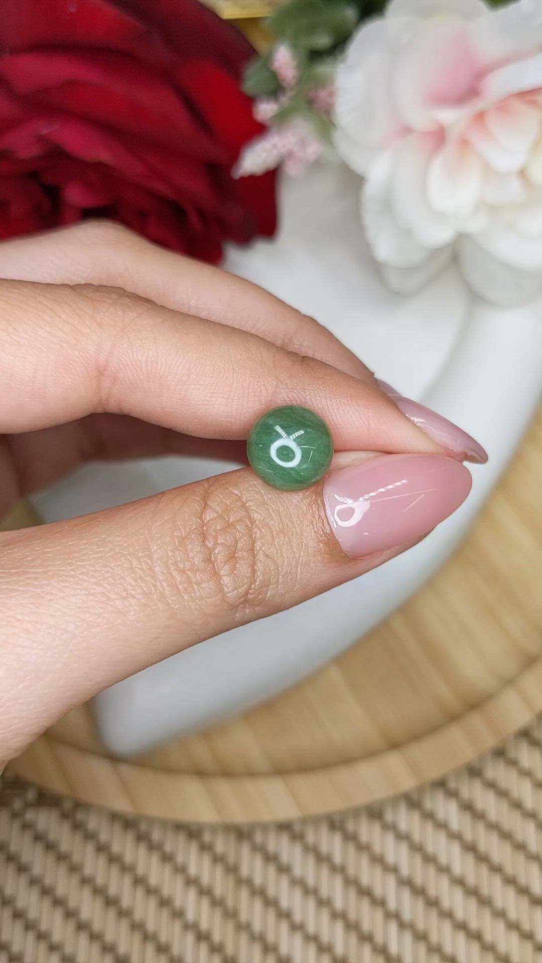3.19 Ct. Green Cabochon Jade from Burma (Myanmar) Size Video