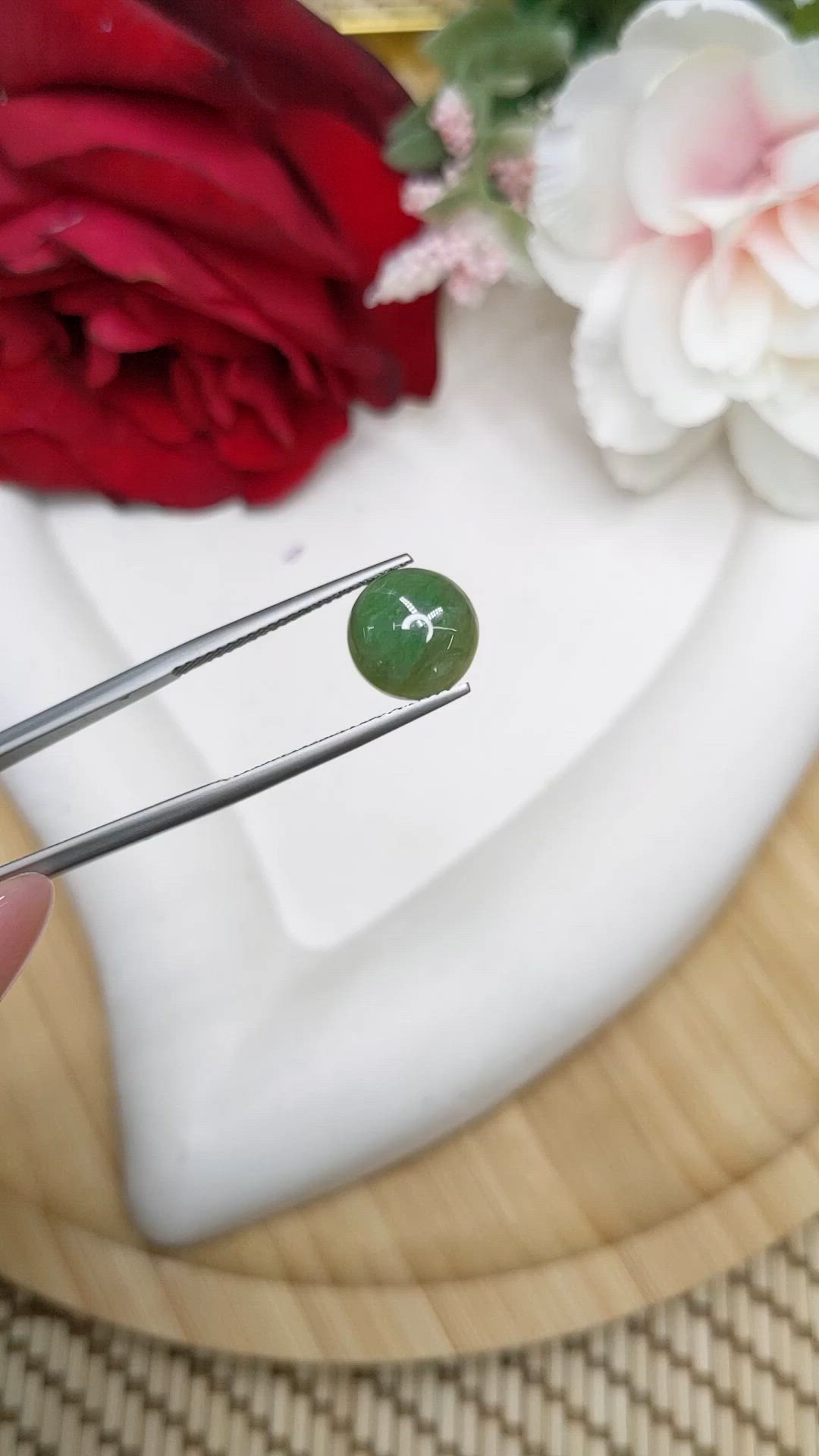 3.19 Ct. Green Cabochon Jade from Burma (Myanmar) Size Video
