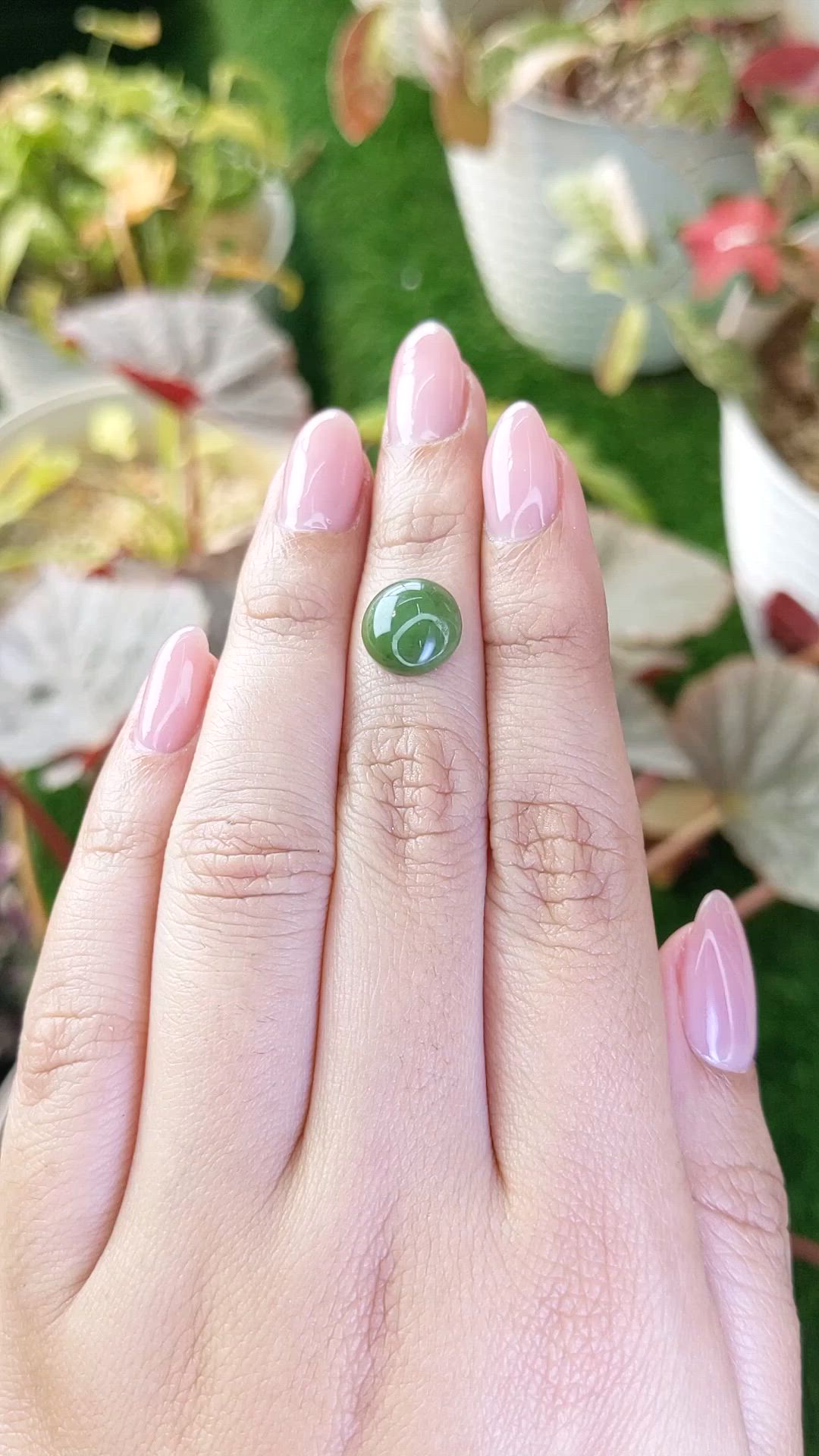 3.53 Ct. Green Cabochon Jade from Burma (Myanmar) Size Video