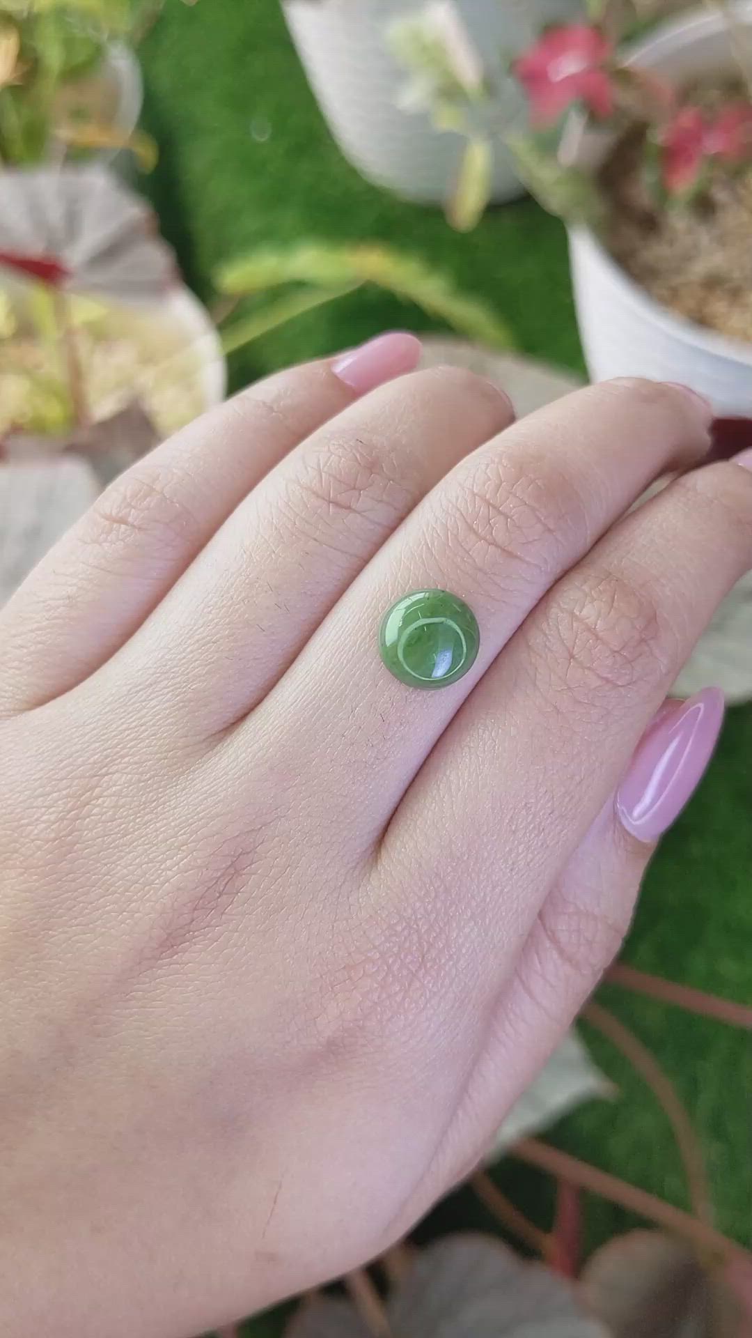 2.89 Ct. Green Cabochon Jade from Burma (Myanmar) Size Video