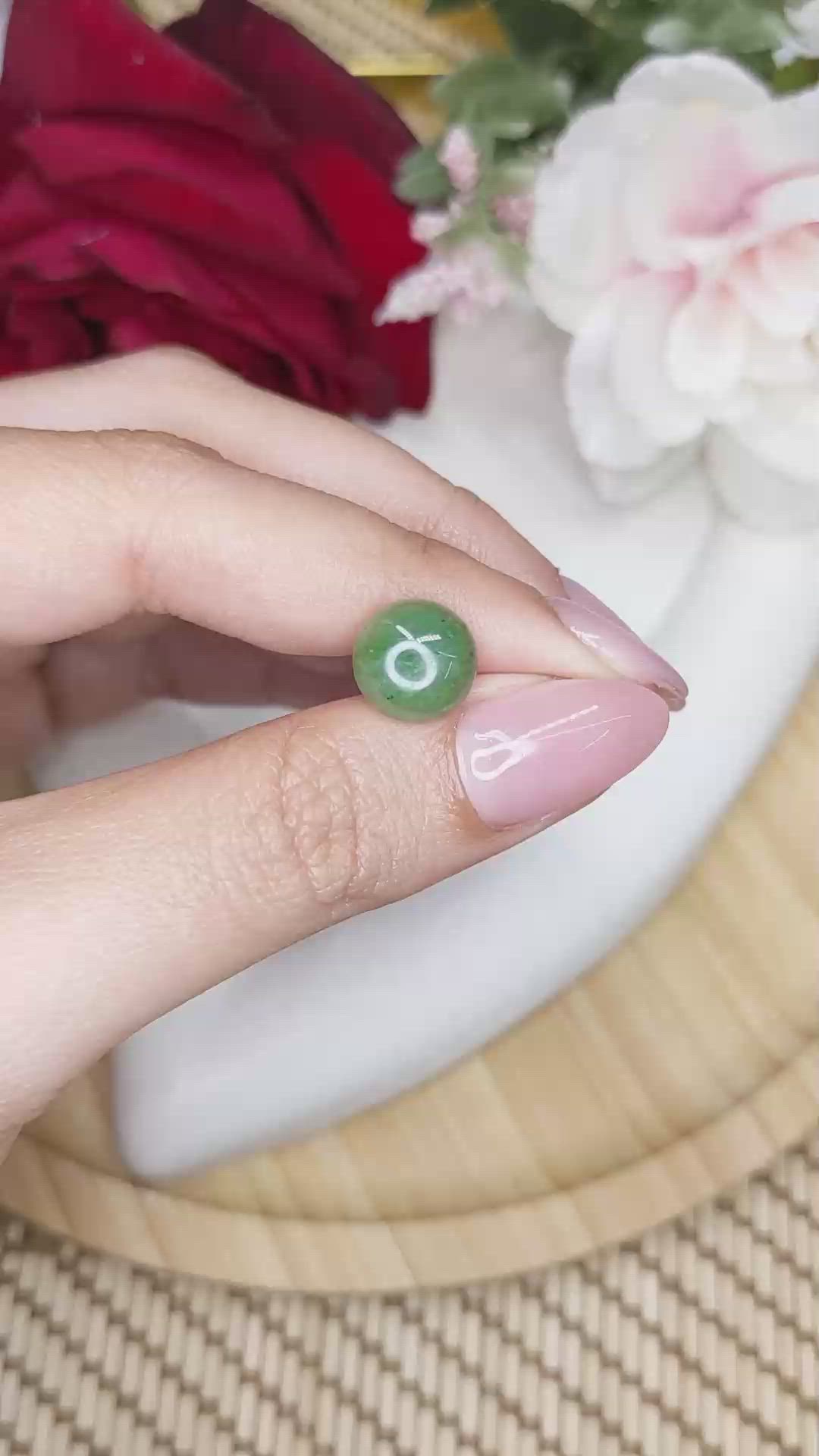 2.89 Ct. Green Cabochon Jade from Burma (Myanmar) Size Video