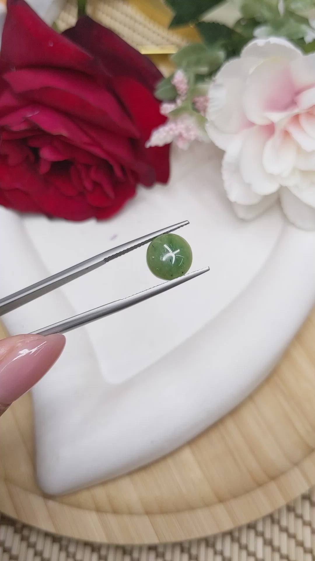 2.89 Ct. Green Cabochon Jade from Burma (Myanmar) Size Video