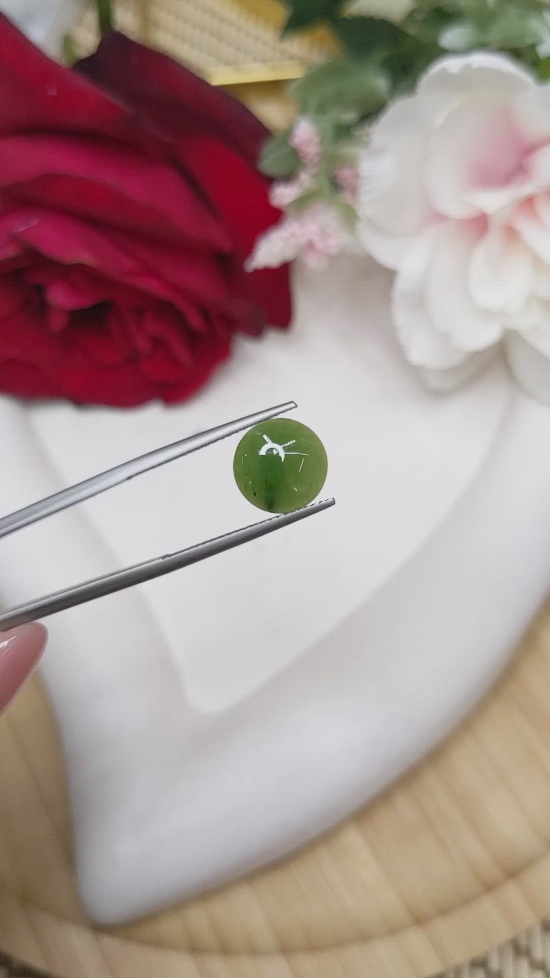 3.02 Ct. Green Cabochon Jade from Burma (Myanmar) Size Video
