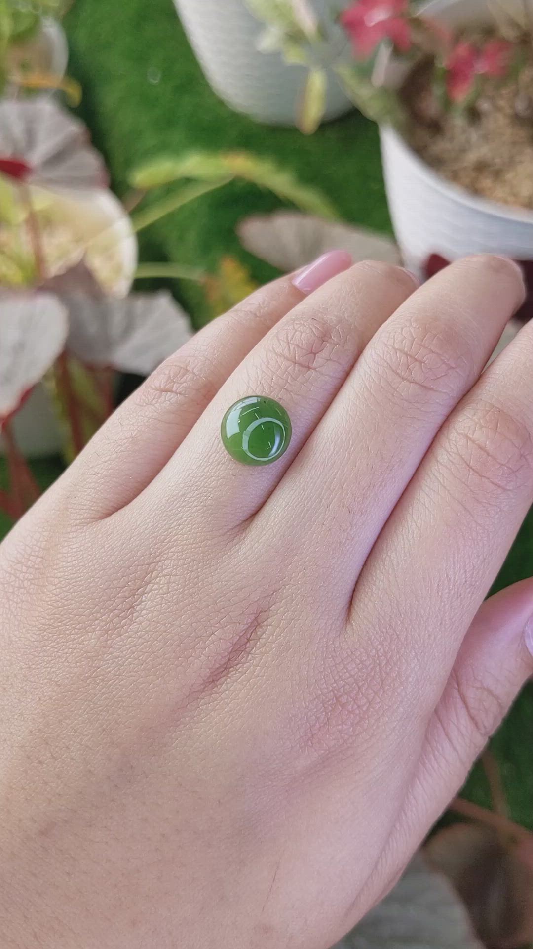 3.02 Ct. Green Cabochon Jade from Burma (Myanmar) Size Video