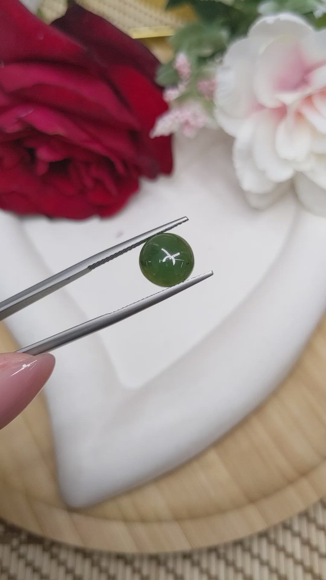 3.38 Ct. Green Cabochon Jade from Burma (Myanmar) Size Video