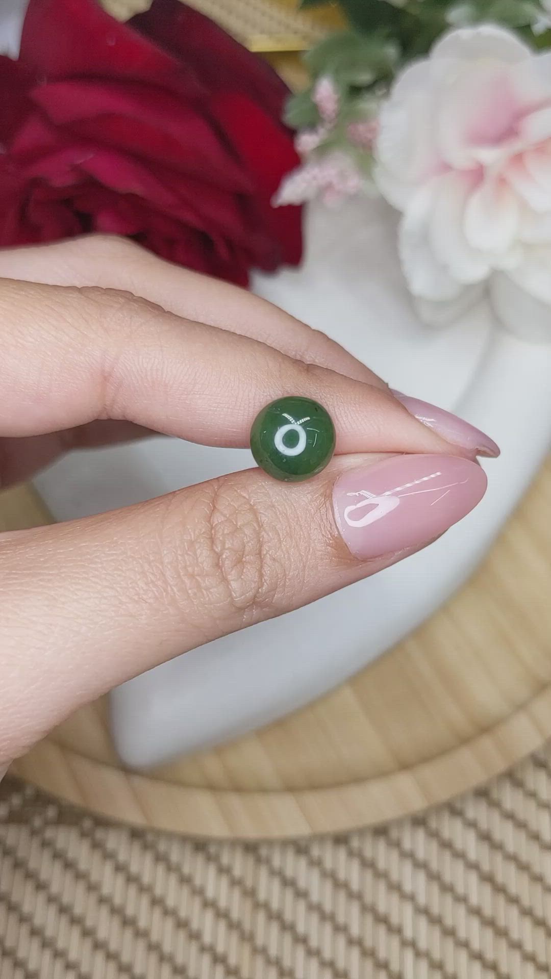 3.38 Ct. Green Cabochon Jade from Burma (Myanmar) Size Video