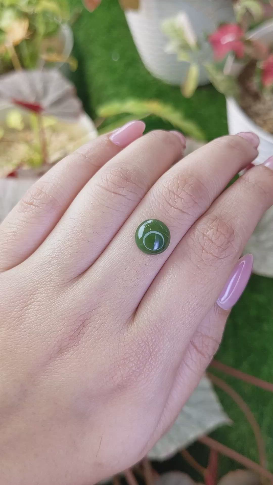 3.38 Ct. Green Cabochon Jade from Burma (Myanmar) Size Video