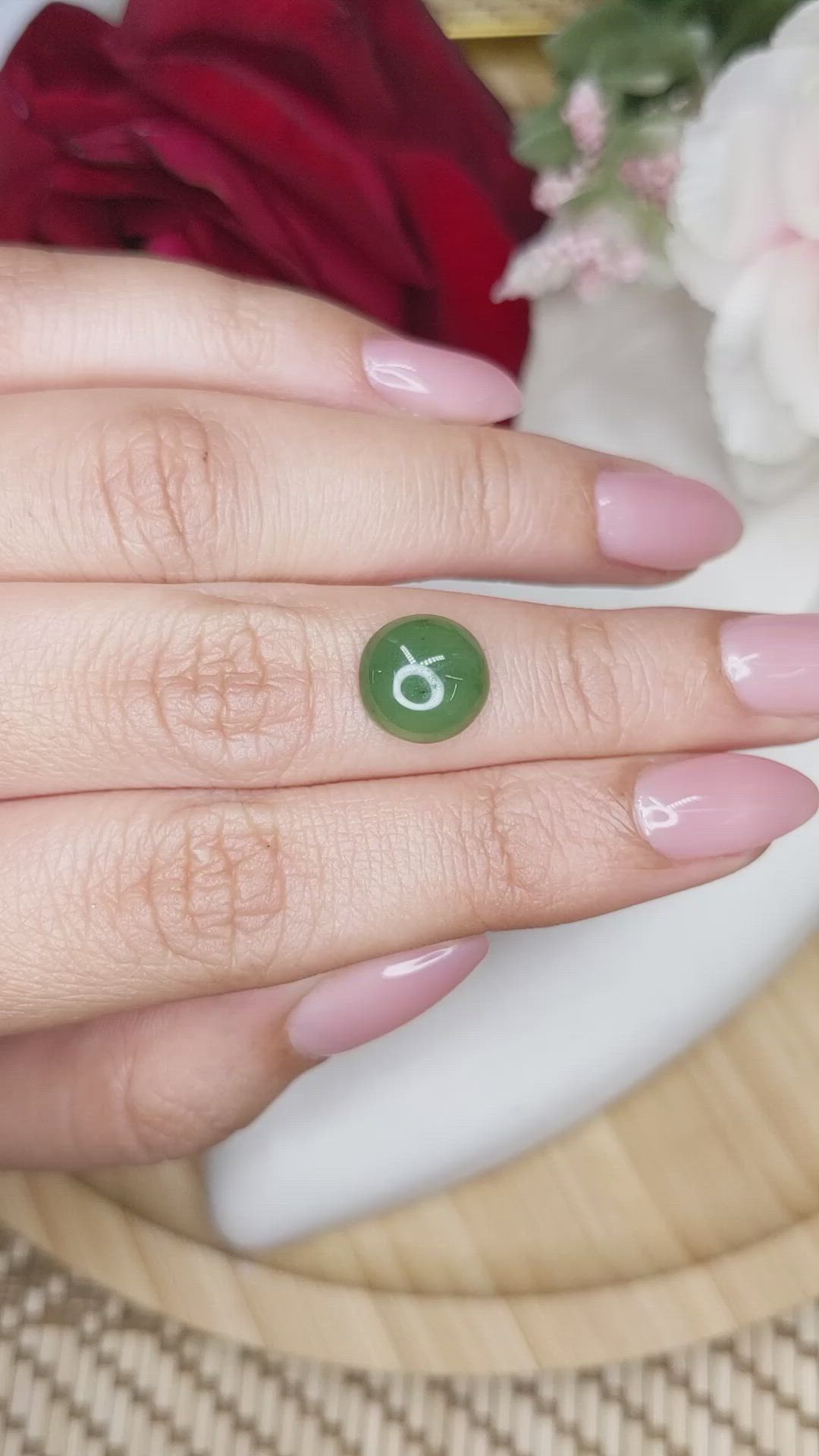 3.59 Ct. Green Cabochon Jade from Burma (Myanmar) Size Video