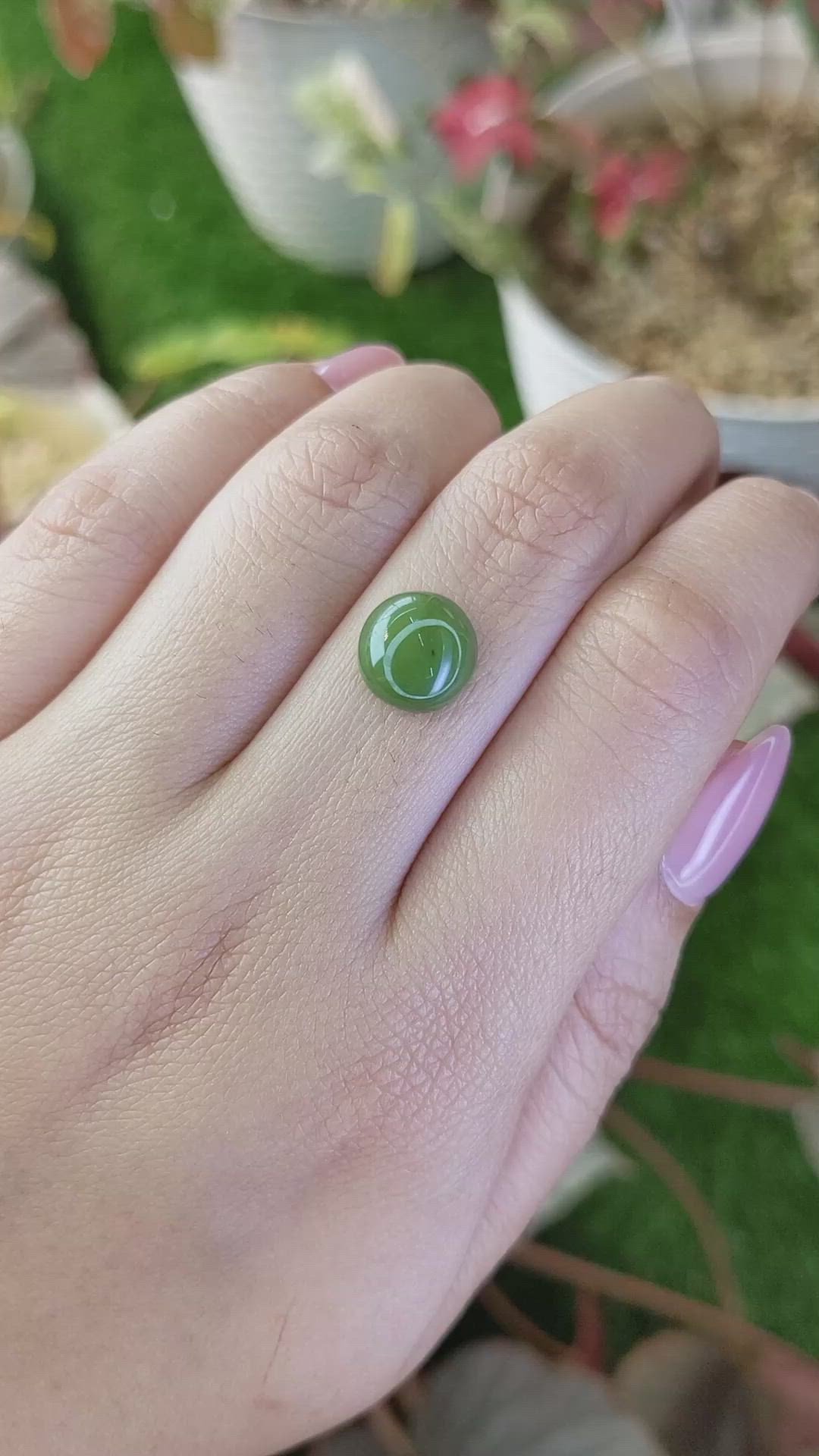 3.59 Ct. Green Cabochon Jade from Burma (Myanmar) Size Video