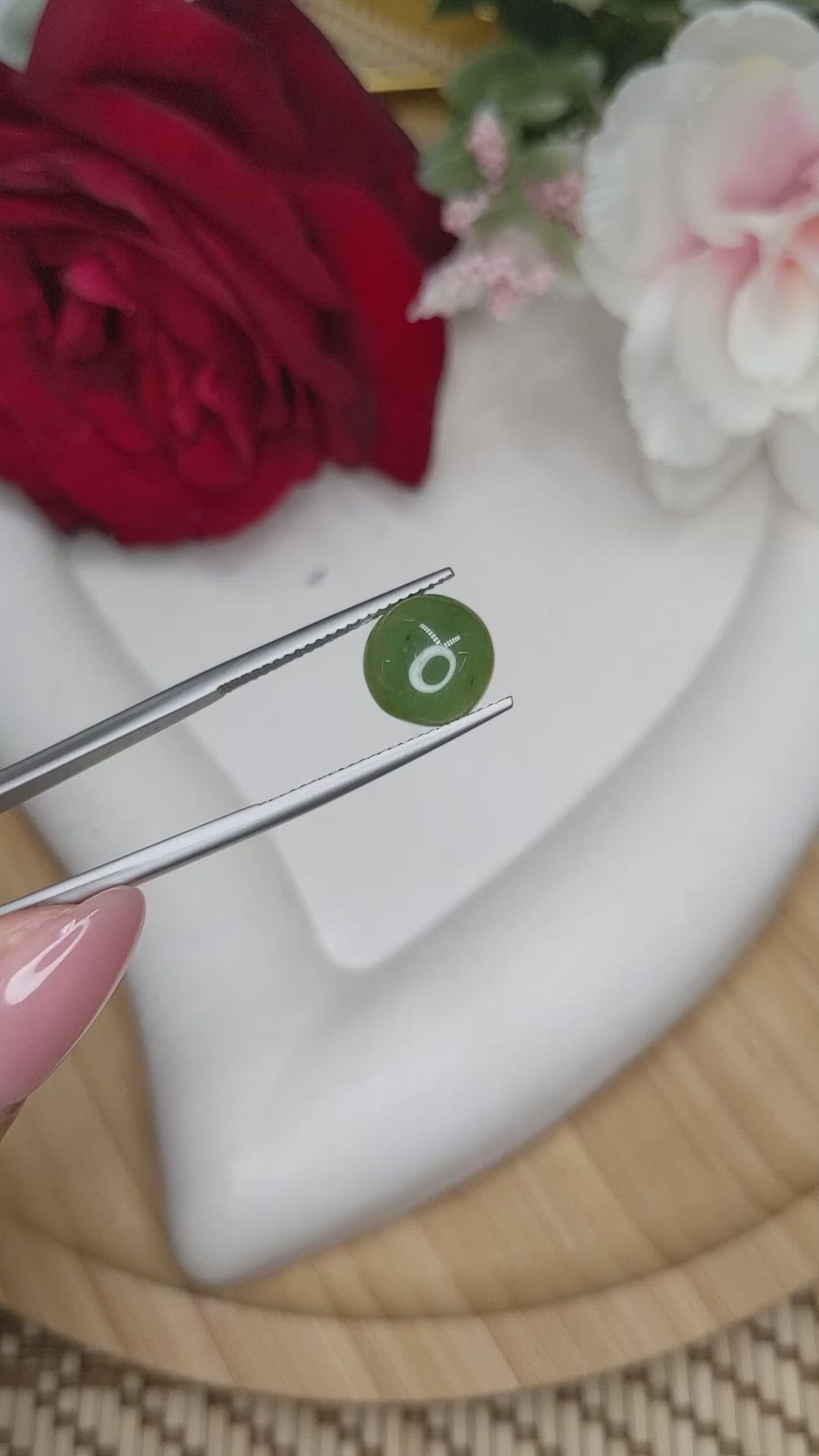 3.59 Ct. Green Cabochon Jade from Burma (Myanmar) Size Video