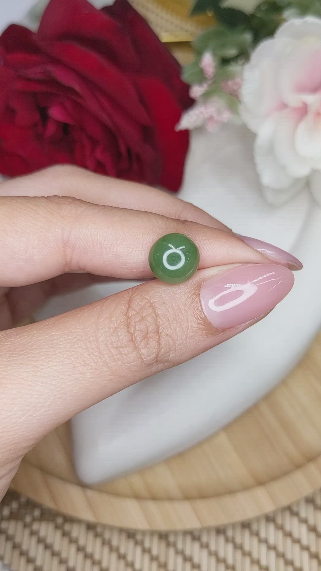 3.59 Ct. Green Cabochon Jade from Burma (Myanmar) Size Video
