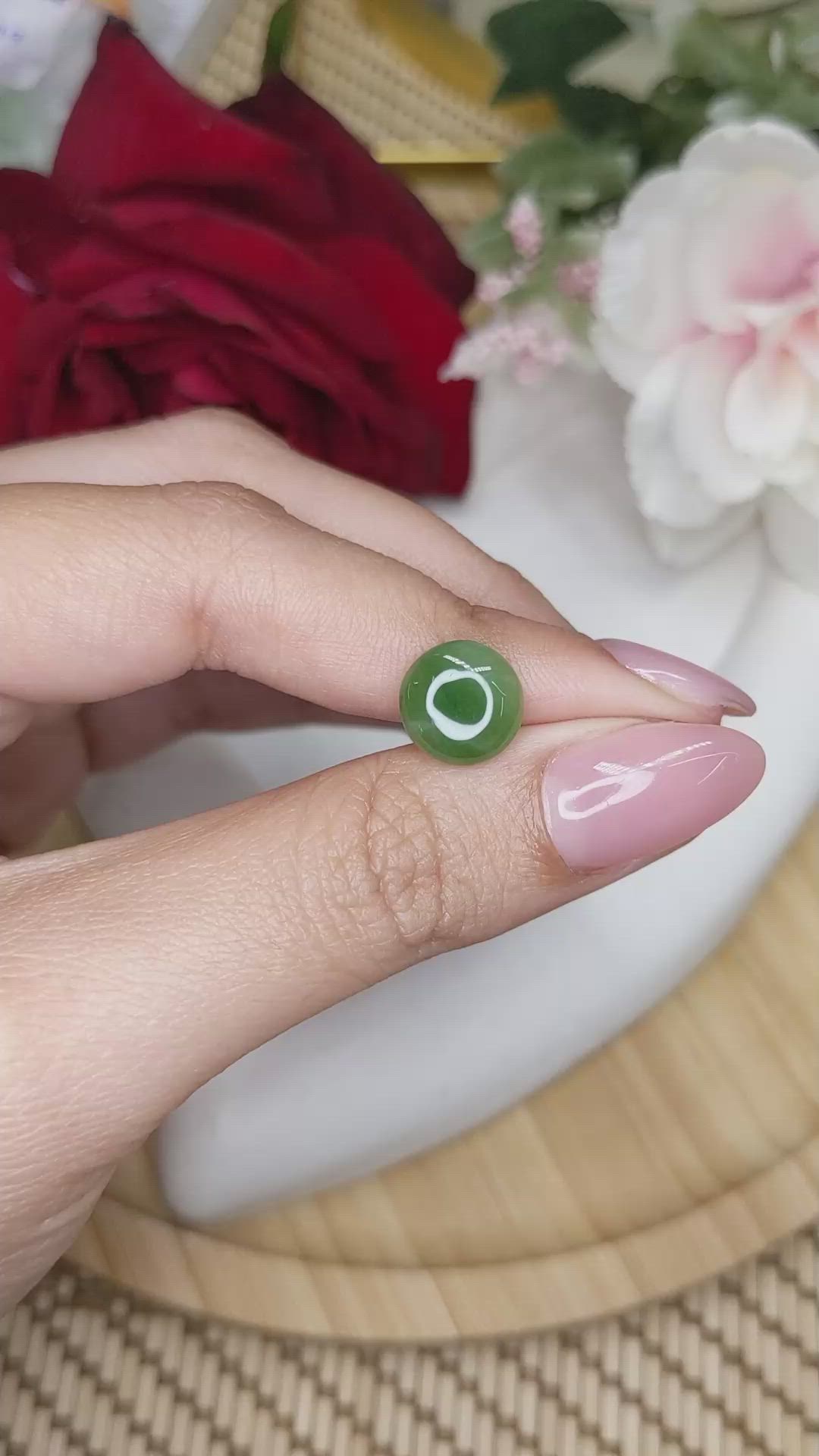 2.86 Ct. Green Cabochon Jade from Burma (Myanmar) Size Video