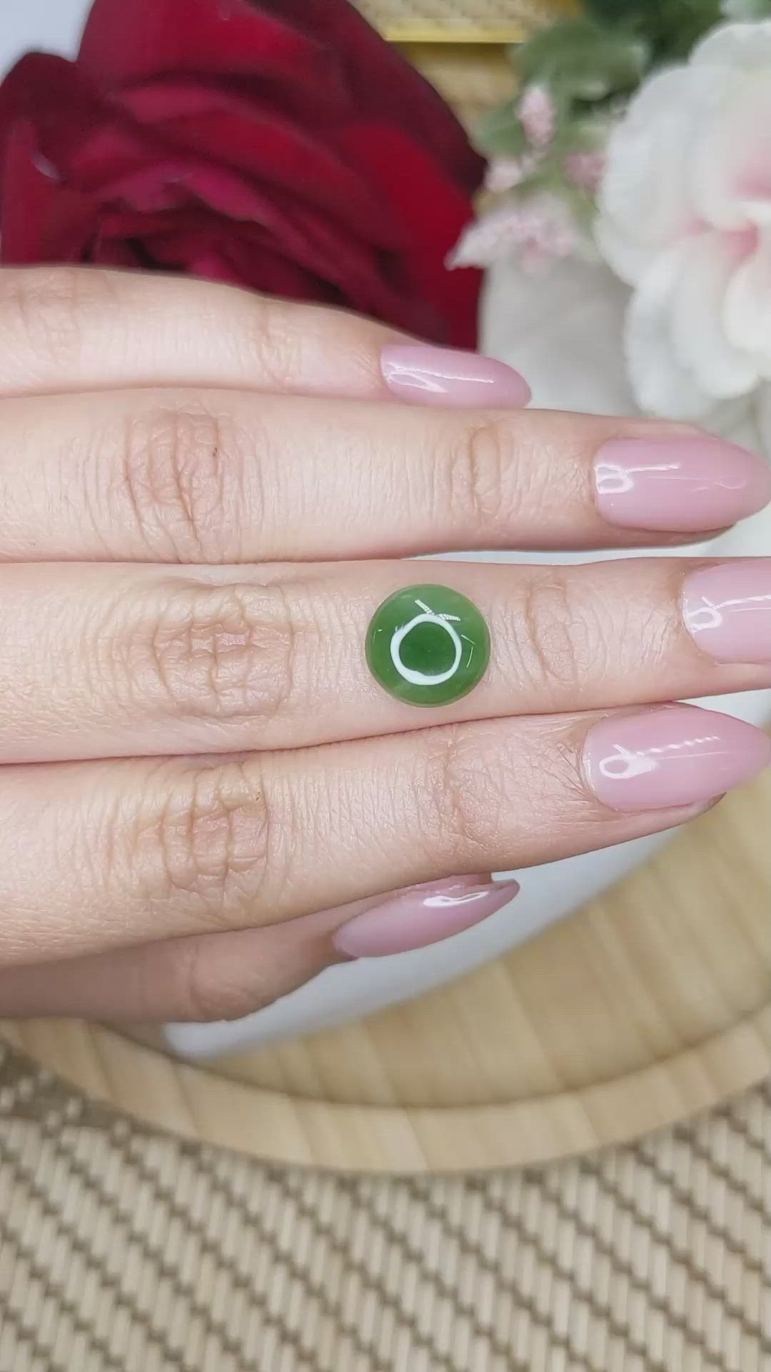 2.86 Ct. Green Cabochon Jade from Burma (Myanmar) Size Video