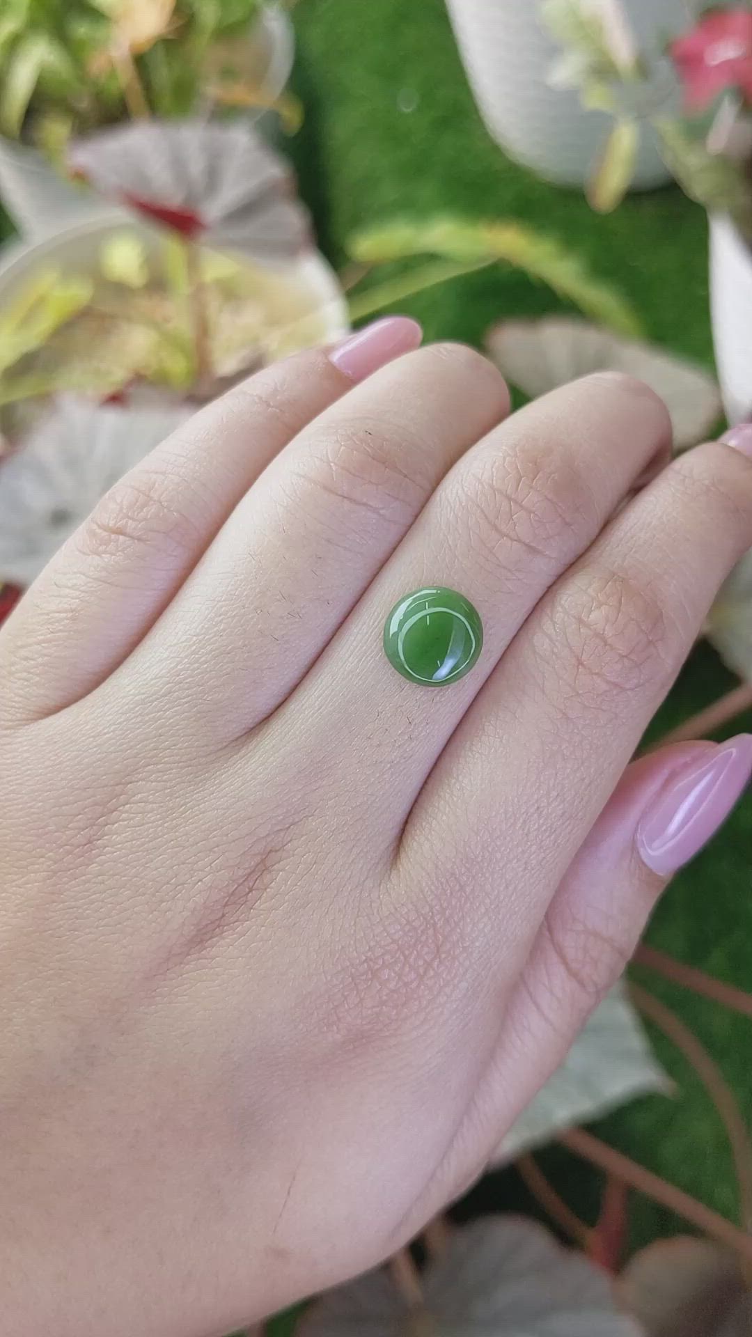 2.86 Ct. Green Cabochon Jade from Burma (Myanmar) Size Video