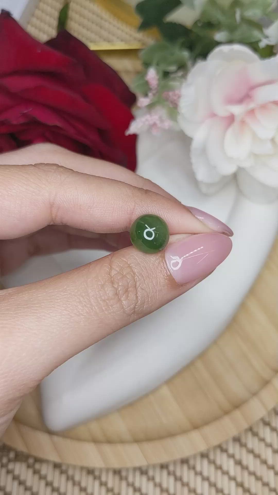 3.39 Ct. Green Cabochon Jade from Burma (Myanmar) Size Video