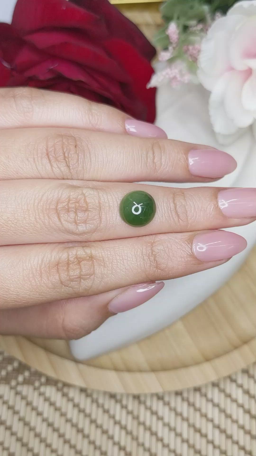 3.39 Ct. Green Cabochon Jade from Burma (Myanmar) Size Video