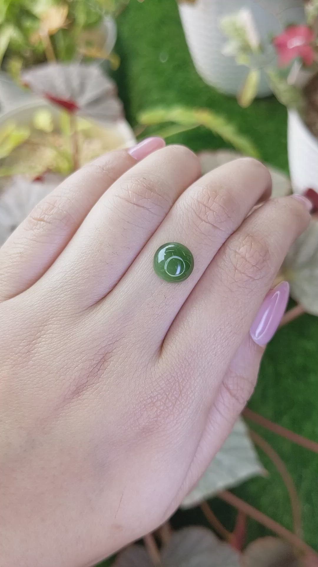 3.39 Ct. Green Cabochon Jade from Burma (Myanmar) Size Video
