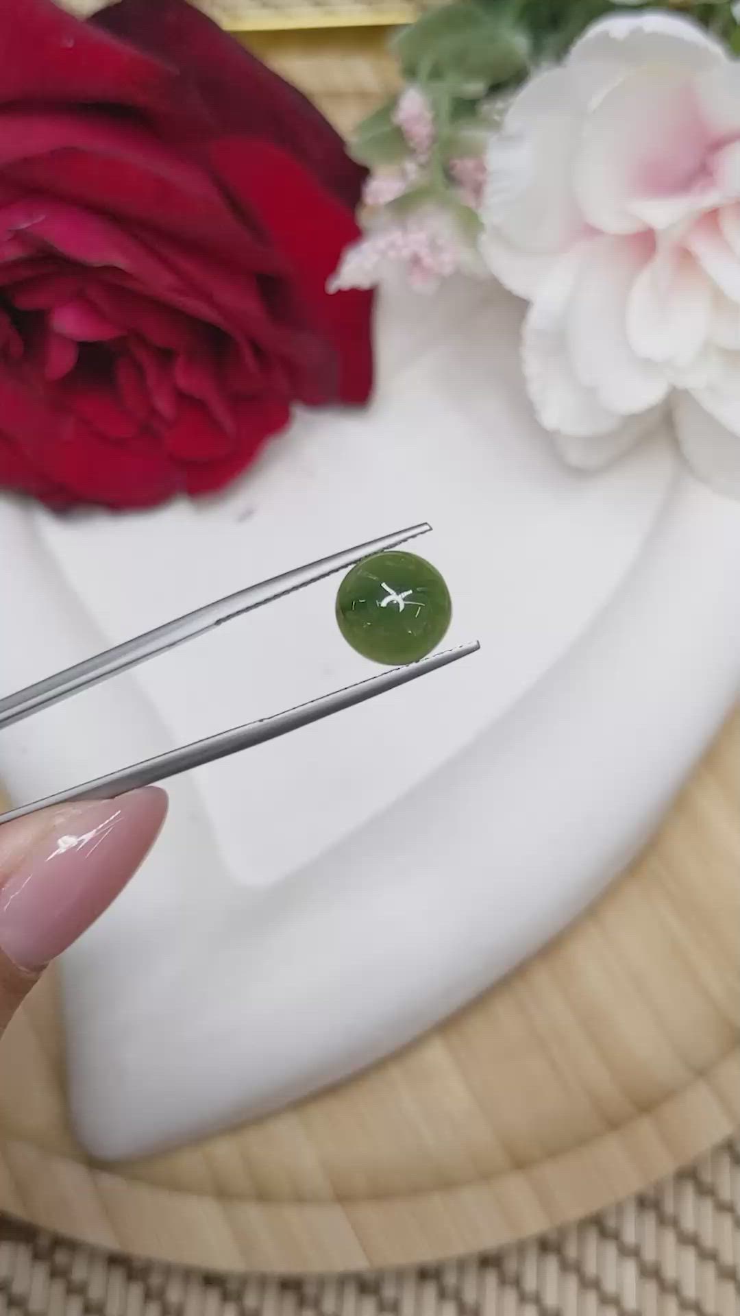 3.39 Ct. Green Cabochon Jade from Burma (Myanmar) Size Video