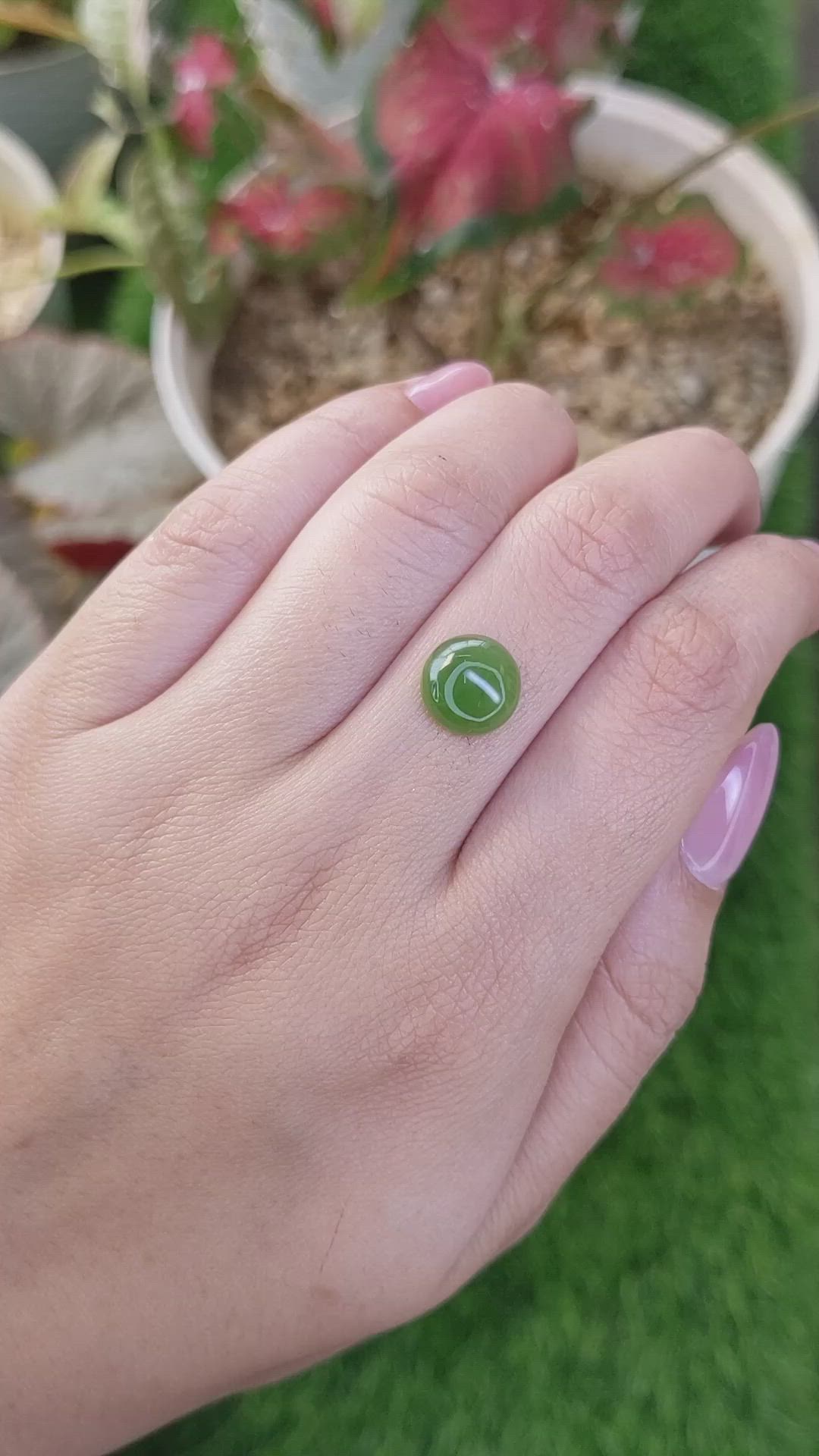 3.53 Ct. Green Cabochon Jade from Burma (Myanmar) Size Video