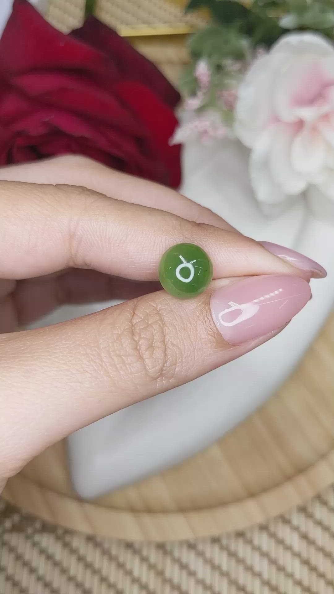 3.53 Ct. Green Cabochon Jade from Burma (Myanmar) Size Video