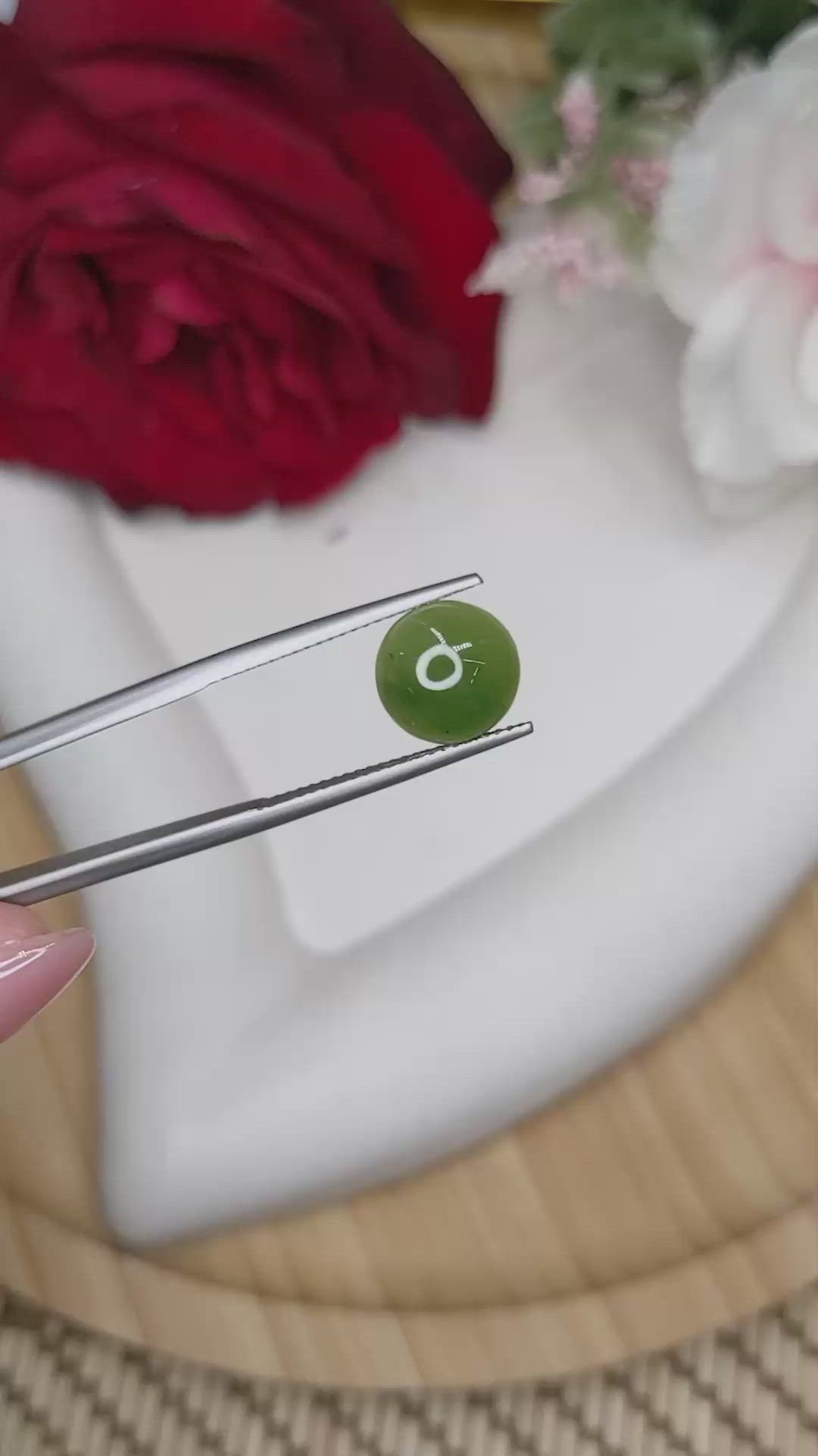 3.53 Ct. Green Cabochon Jade from Burma (Myanmar) Size Video