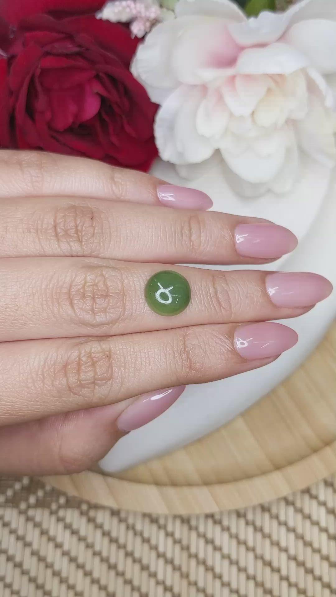 3.63 Ct. Green Cabochon Jade from Burma (Myanmar) Size Video