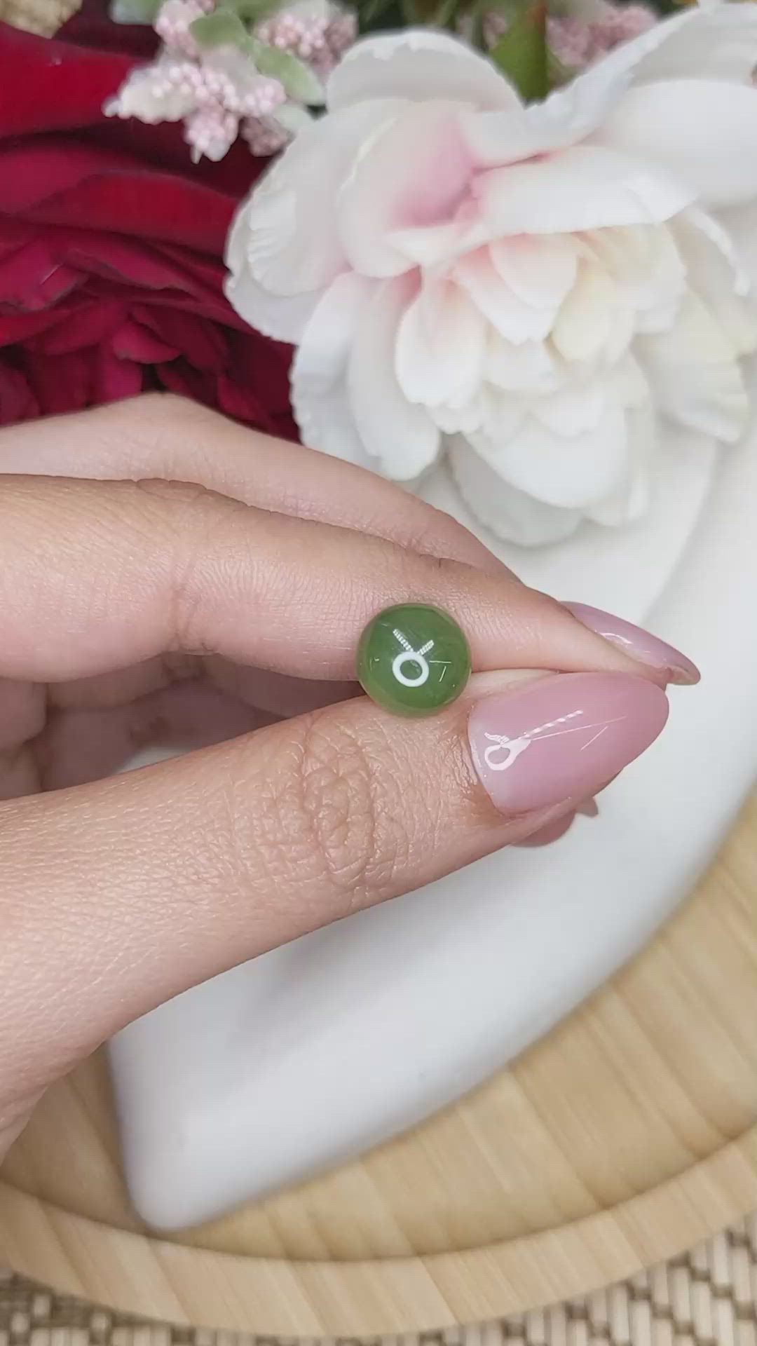 3.63 Ct. Green Cabochon Jade from Burma (Myanmar) Size Video