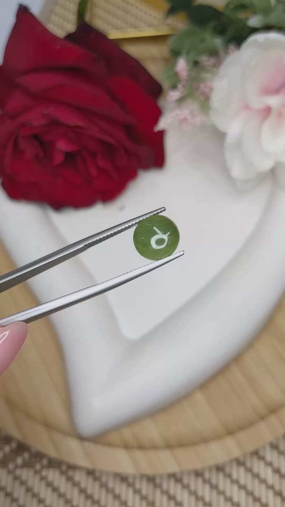 3.63 Ct. Green Cabochon Jade from Burma (Myanmar) Size Video