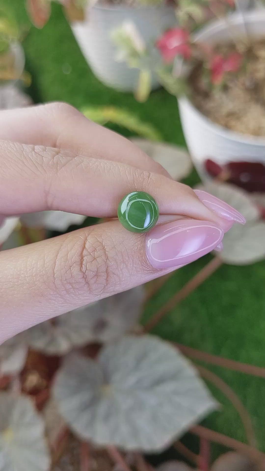 2.89 Ct. Green Cabochon Jade from Burma (Myanmar) Size Video