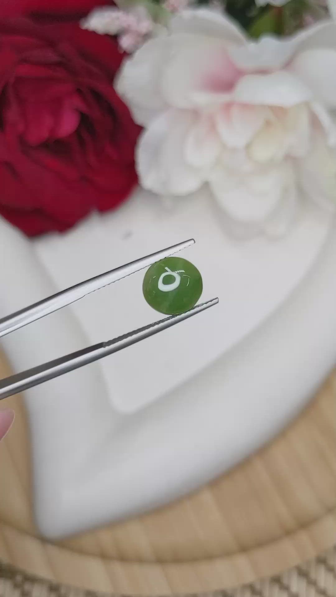 2.89 Ct. Green Cabochon Jade from Burma (Myanmar) Size Video