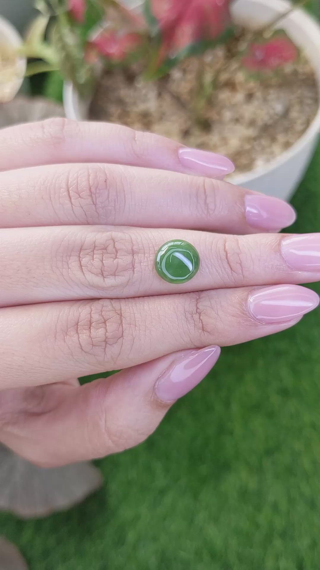 2.89 Ct. Green Cabochon Jade from Burma (Myanmar) Size Video