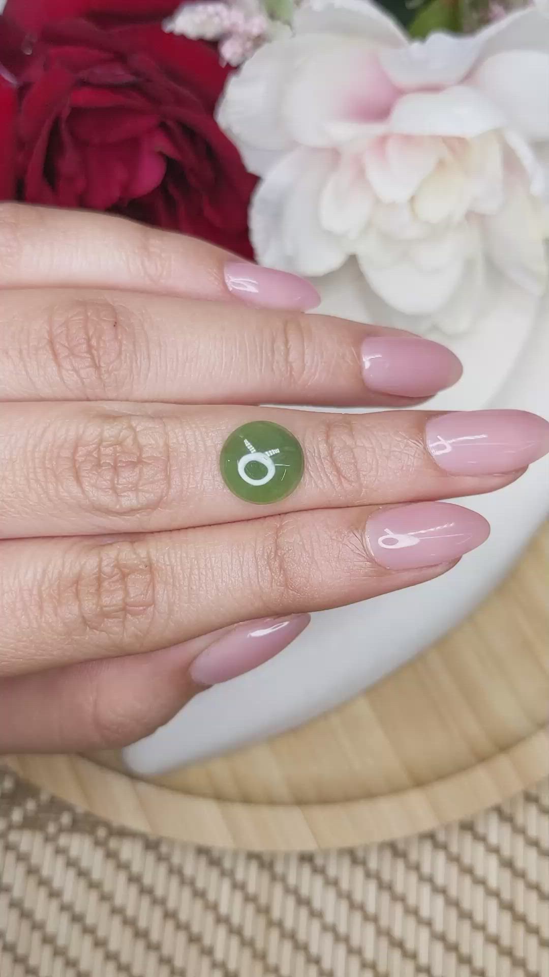 2.92 Ct. Green Cabochon Jade from Burma (Myanmar) Size Video