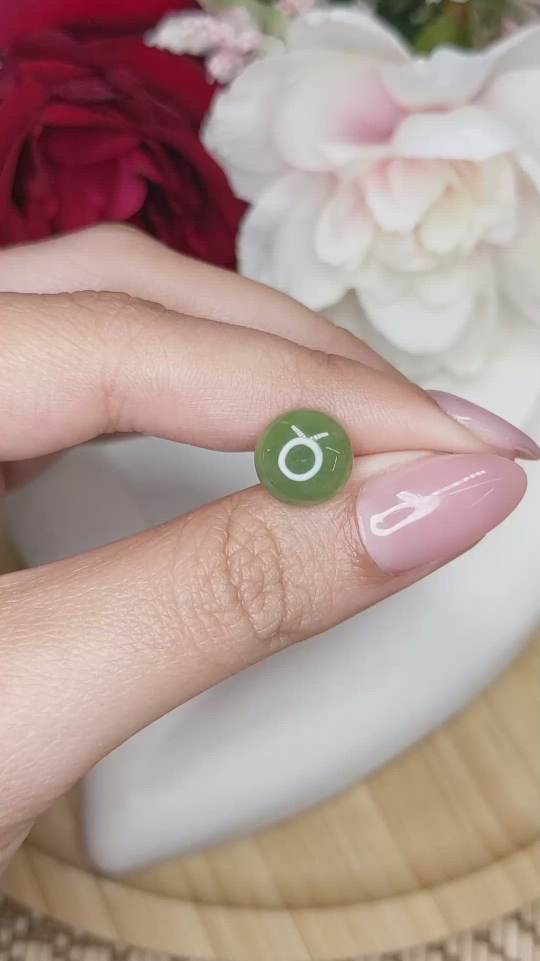 2.92 Ct. Green Cabochon Jade from Burma (Myanmar) Size Video